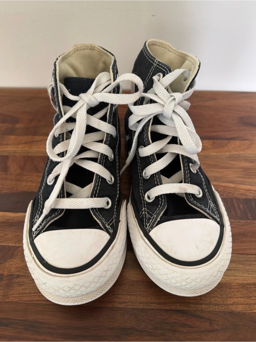 Kids Black High-Top Canvas Platform Sneakers